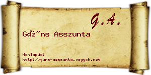 Güns Asszunta névjegykártya